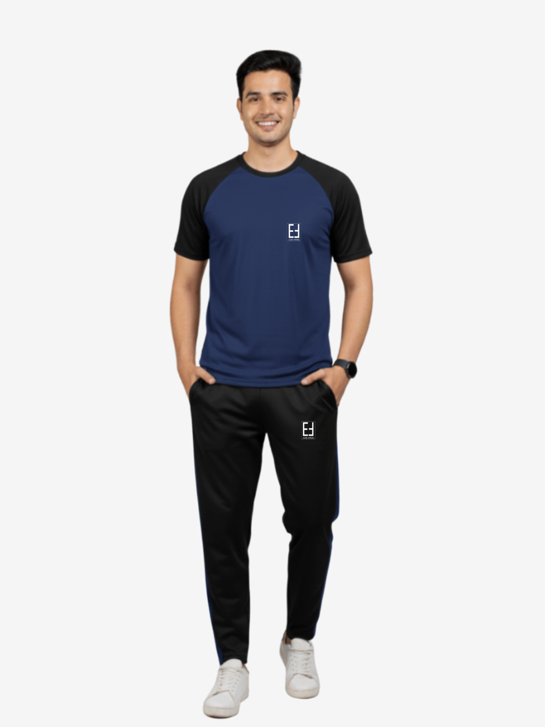 Navy Blue & Black - Summers dry fit Tracksuit