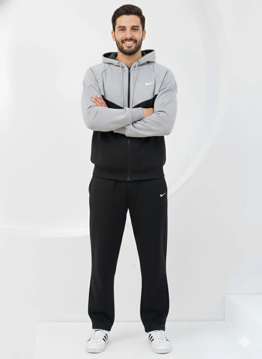 Sporty Two-Tone Gray and Black ZipUp Upper - Premium Cotton Micro Fleece