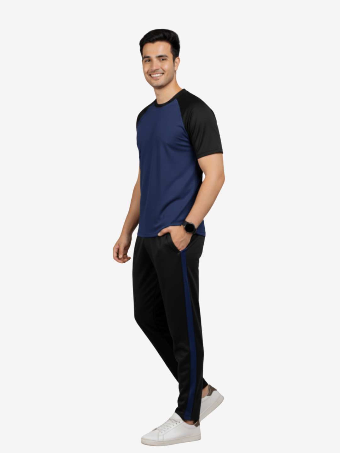 Navy Blue & Black - Summers dry fit Tracksuit